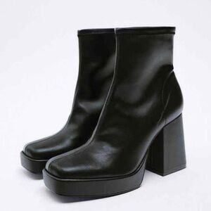 Zara Bratz Chunky Faux Leather Ankle Boots